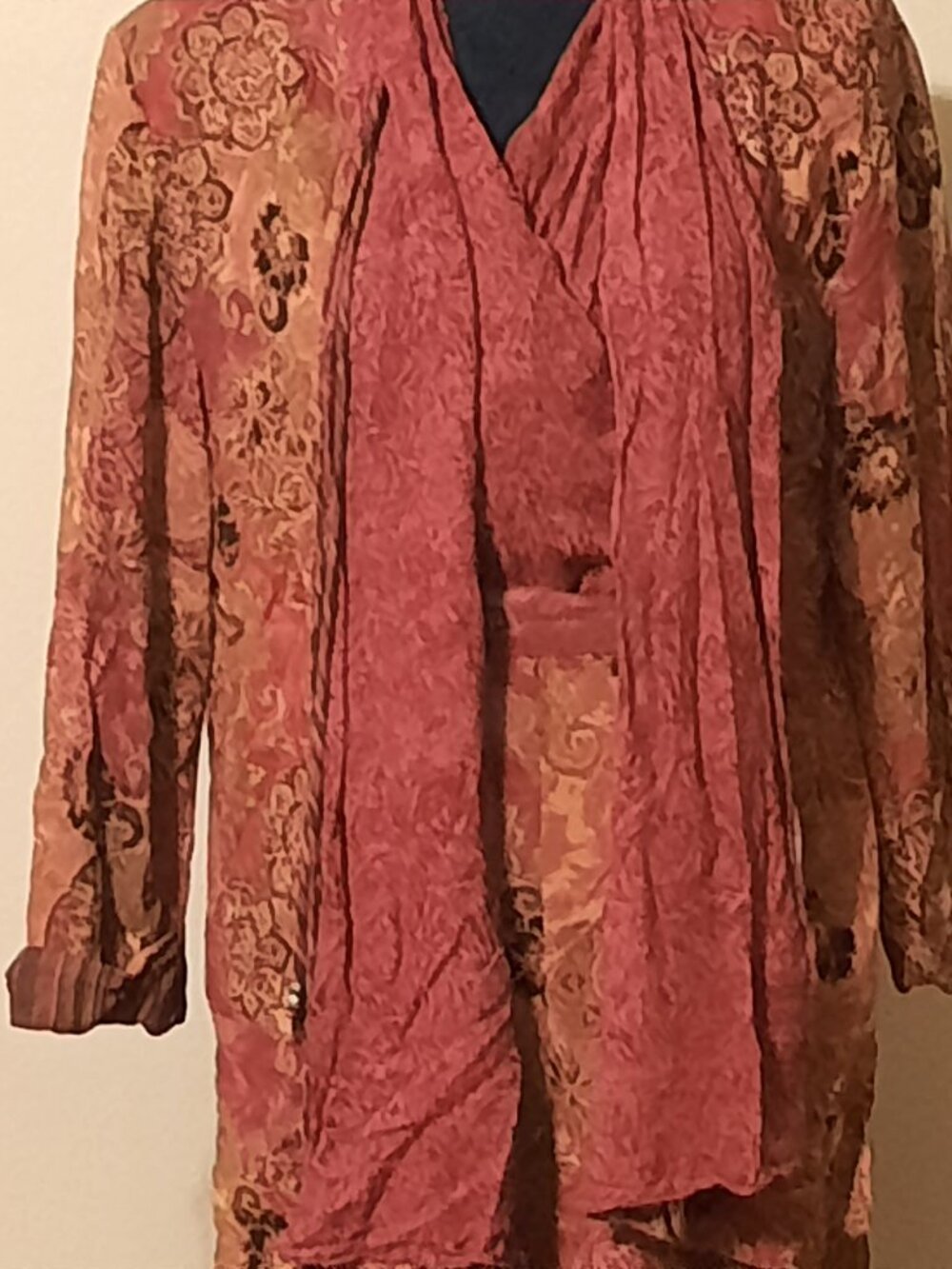 Burgundy Paisley Three-Piece Ensemble